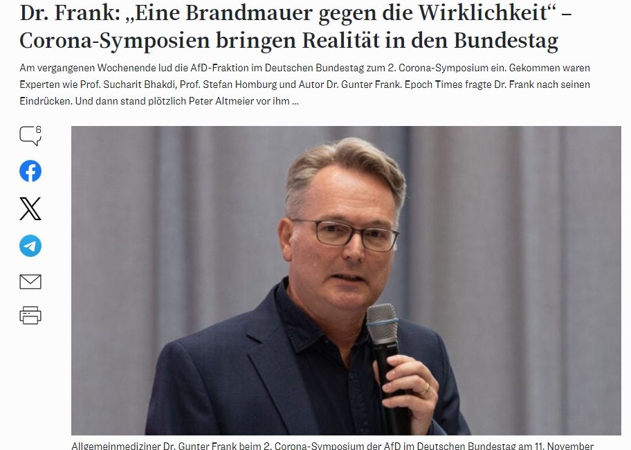 Corona-Symposium im Bundestag – “Es gibt in Deutschland eine Brandmauer gegen die Wirklichkeit”…