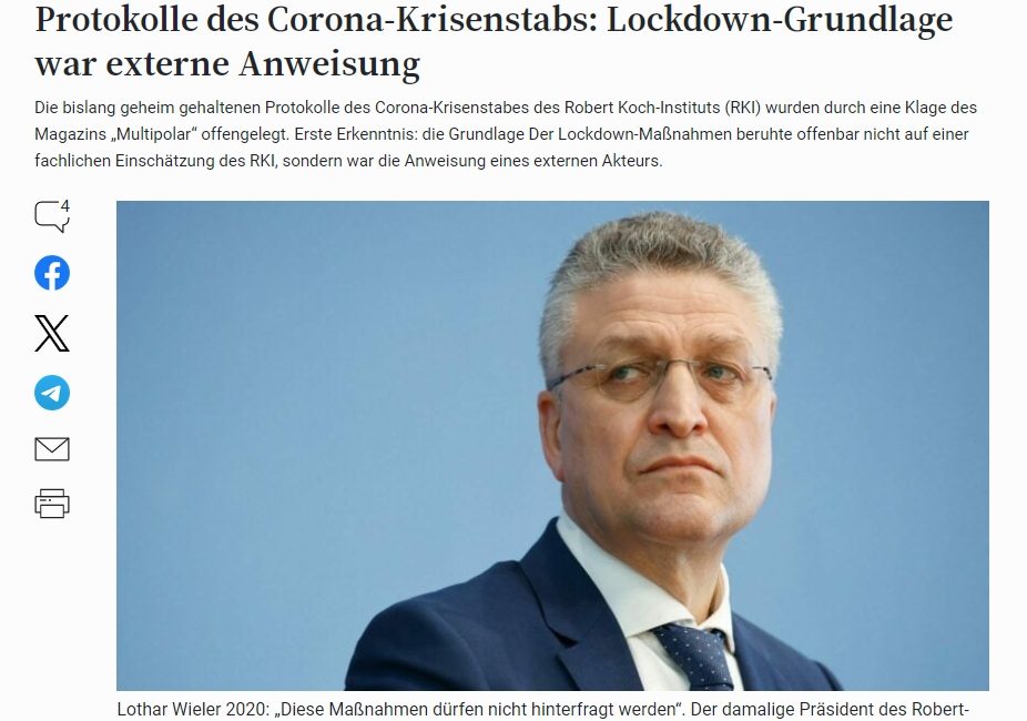 Corona-Krisenstabs – Lockdown-Grundlage war externe Anweisung der Politik?…